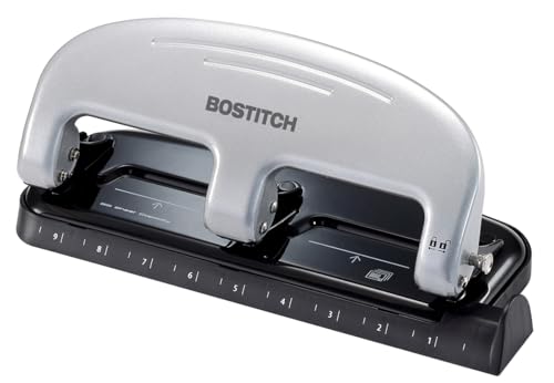 Bostitch Office EZ Squeeze 3-Hole Punch, 20 Sheet Capacity, Reduced Effort, No Jam Technology , Silver