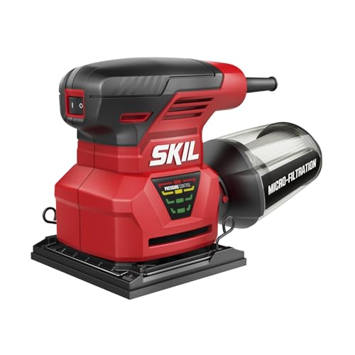 SKIL 7292-02 2.0 Amp 1/4 Sheet Palm Sander with Pressure Control , Red
