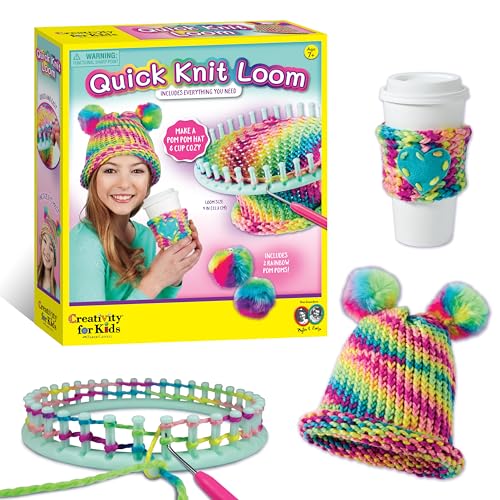 Creativity for Kids Quick Knit Loom Kit - Knitting Kit for Kids, Make Your Own Pom Pom Hat and Accessories, Knitting Loom Crafts for Kids (Ages 7+)