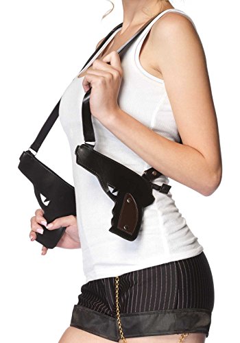 Leg Avenue Womens Gangster Double Gun Zipper Holster, Gangster Black, O/S