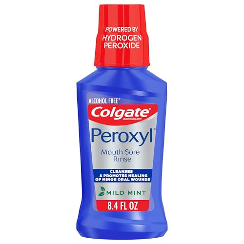 Colgate Peroxyl Antiseptic Mouth Sore Rinse, Alcohol Free, 1.5% Hydrogen Peroxide, Mild Mint, 8.45 Ounce