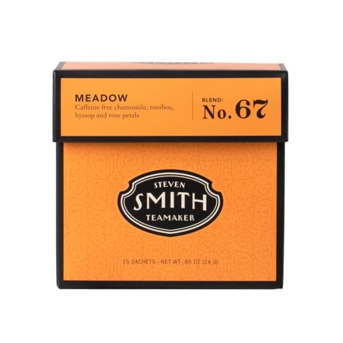 Steven Smith Teamaker Meadow No. 67, Chamomile, Rooibos, Hyssop & Rose Petals, Herbal Tea Blend, Caffeine-Free, Sugar-Free, Sustainably Grown, Tea Bags, 15 Sachets, 0.85oz each