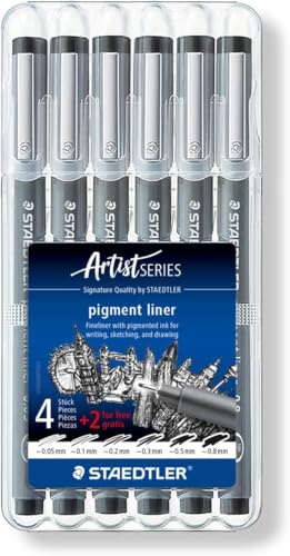 (-50%) STAEDTLER Pigment Liner 308 Fineliner – Schwarz, 6er Box