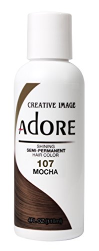 Adore Semi Permanent Hair Color - Vegan and Cruelty-Free Brown Hair Dye - 4 Fl Oz - 107 Mocha (Pack of 1)