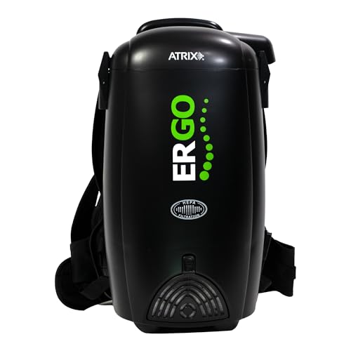 Atrix VACBP1 Ergonomic Backpack Vacuum Cleaner - 8-Quart HEPA Filter, 1400W Portable Small Vacuum for Multi-Use - Includes Attachments: 6' Hose, Blower Nozzles, Wand, Brushes