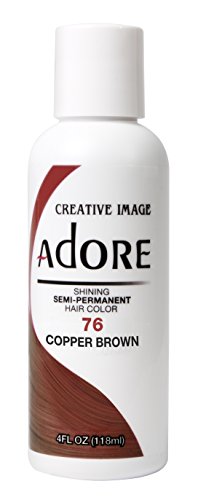 Adore Semi Permanent Hair Color - Vegan and Cruelty-Free Red Hair Dye - 4 Fl Oz - 076 Copper Brown (Pack of 1)