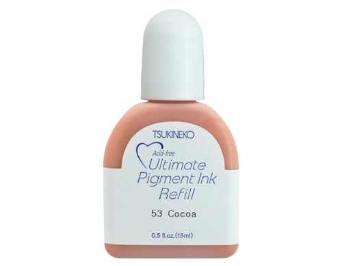 Tsukineko Ultimate Pigment-Inker Stamp Ink-15 ml-Cocoa (Brown) -Accessories Reinker for VersaColor Ink Pads, 15ml