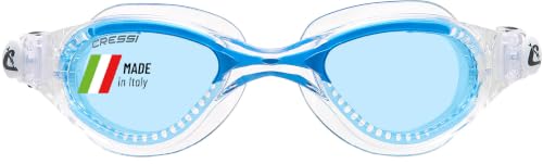 (-15%) CRESSI Flash Goggles Clear/Clear Blue Azure Lens, Herren Schwimmbrille mit separatem Okular Anti Beschlag, Anti Kratz und Anti UV Gläsern, Transparent/Transparent_Hellblau Linsen, Einheitsgröße