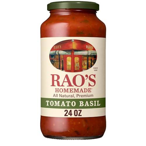 Rao's Homemade Tomato Sauce, Tomato Basil, 24 oz, Versatile Pasta Sauce, Carb Conscious,All Natural, Premium Quality, Made with Slow-Simmered Italian Tomatoes & Basil, 1.5 Pound (Pack of 1)
