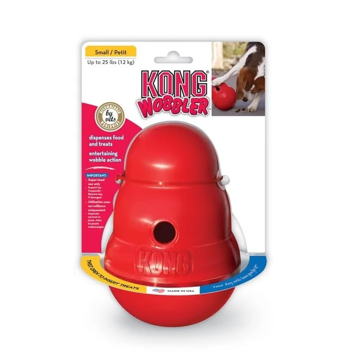 KONG Wobbler, Interactive Treat-Dispensing Dog Toy, for Medium/Small Dogs | Interactive Treat-Dispensing Toy & Slow Feeder That Supports Healthy Eating & Keeps Dogs Mentally Busy