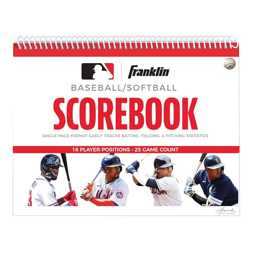 Franklin Sports MLB Baseball + Softball Scorebook - Book for Stats - Coaching Official Scorekeeper - 25 Games