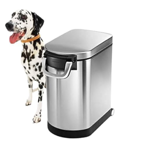 simplehuman 25 Liter, 27 lb / 12.2 kg Medium Pet Food Storage Container for Dog Food, Cat Food, and Bird Feed, Brushed Stainless Steel