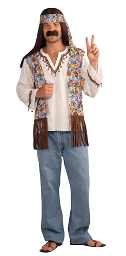 Rubies Men's Groovy Hippie Costume Shirt and Headband for Themed Parties and Halloween