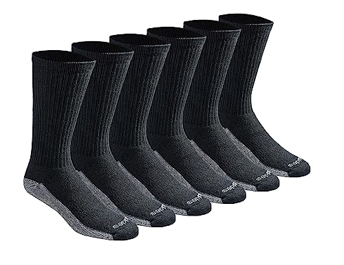 Dickies Men's Dri-tech Original Moisture Control Crew Socks Multipack, Black (6 Pairs), Shoe Size: 6-12, Pack of 6