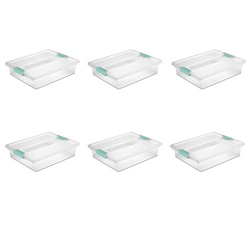 Sterilite 6-Pack Clip Box, Stackable Clear Plastic Bins with Latching Lids, Large - Writing, Arts or Crafts Supplies Storage Containers for Home, Office, Classroom and Workshop Organization