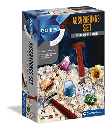(-48%) Clementoni Galileo Discovery – Ausgrabungs-Set Steine + Mineralien, Spielzeug für Kinder ab 7 Jahren, Ausgraben mit Hammer & Meißel, für kleine Forscher 69940