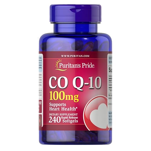 Puritan's Pride Q-Sorb CoQ-10 100mg | Supports Heart Health | Dietary Supplement | Healthy Supplement | Energy Supplement | Gluten Free | 240 Rapid Release Softgels