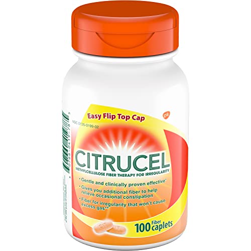Citrucel Methylcellulose Fiber Caplets for Occasional Constipation Relief, Orange Flavor - 1 Count