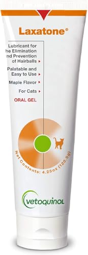 Vetoquinol Laxatone: Oral Hairball Lubricant Gel for Cats – Maple-Flavored, 4.25oz – Lubricant for Helping with Hairball Prevention & Elimination – Natural Furball Digestive Relief Support