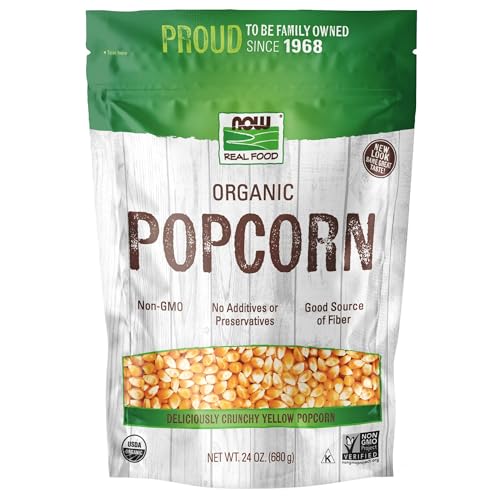 NOW Foods, Organic Popcorn, Non-GMO, No Additives or Preservatives, Source of Fiber, 24-Ounce (Packaging May Vary)