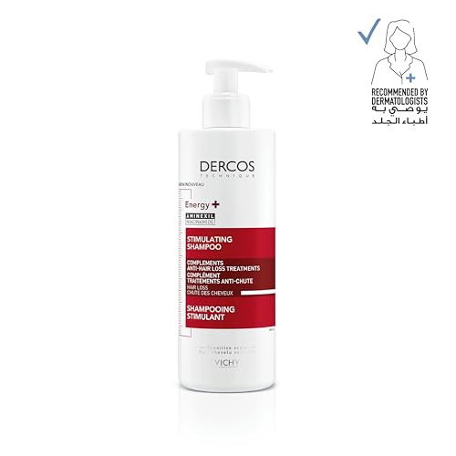 Vichy, Dercos Energy+, Champú estimulante anti-caída con Aminexil, 400 ml | Ayuda a combatir la caída por rotura, refuerza la fibra y aporta volumen duradero. Para todo tipo de cabellos.