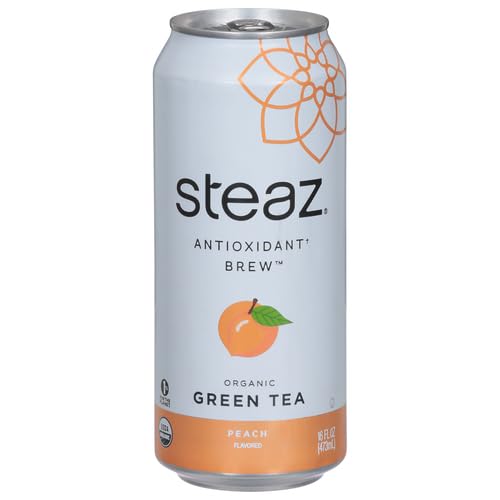 Steaz Organic Iced Green Tea, Peach, 16 oz