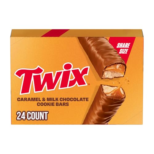 TWIX Caramel Chocolate Cookie Candy Bar Bulk Pack, Share Size, 3.02 oz Bar (Pack of 24)