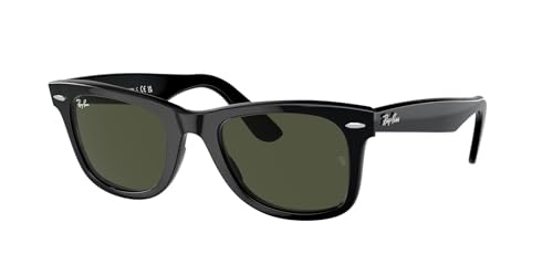 Ray-Ban RB2140 Original Wayfarer Square Sunglasses, Black/G-15 Green, 54 mm
