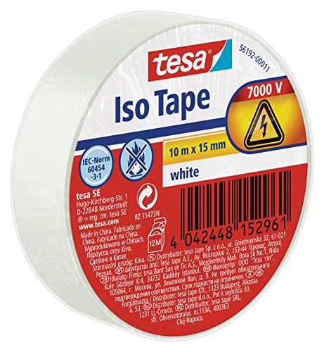 (-51%) tesa Isolierband - Selbstklebendes Isolierband, hitzebeständig - Zum Isolieren, Reparieren und Bündeln - 10 m - Weiß