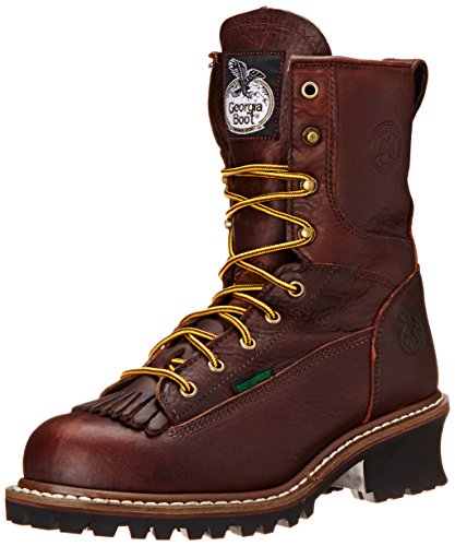 Georgia Boot Steel Toe Waterproof Logger Boot, Chocolate, Size 10.5(M)