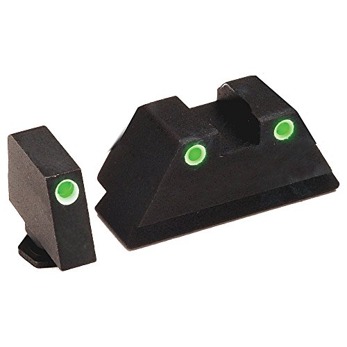 AMERIGLO Optic Compatible Sight Set for Glock - XL Tall Green Tritium 3 dot Sight Set White Outlines .315" F .394" R