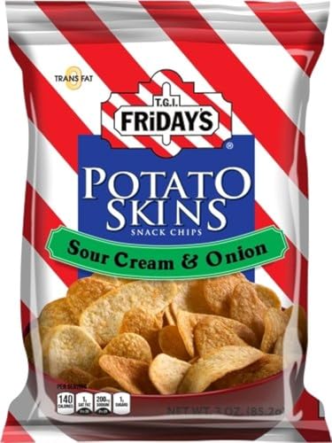 TGI Friday's Potato Skins Snack Chips, Sour Cream & Onion, 3-Ounce Bags (Pack of 6)