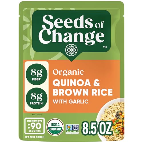 SEEDS OF CHANGE Organic Quinoa & Brown Rice with Garlic, Organic Food, 8.5 OZ Pouch