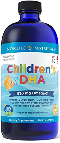Nordic Naturals Children’s DHA, Strawberry - 16 oz for Kids - 530 mg Omega-3 with EPA & DHA - Brain Development & Function - Non-GMO - 192 Servings