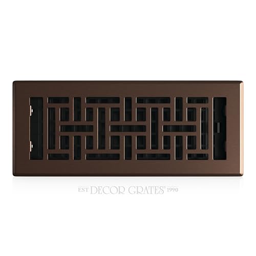 Decor Grates AJH412-RB Oriental Floor Register, 4x12 Inches, Rubbed Bronze Finish