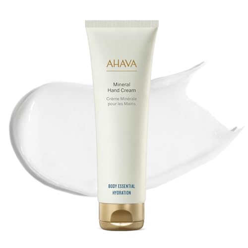 AHAVA Dead Sea Water Mineral Hand Cream - Hand Moisturizer For Dry Cracked Hands, Light & Fast Absorbing, Enriched with Exclusive blend Osmoter, Smoothing Witch Hazel & Soothing Allantoin, 3.4 Fl.Oz