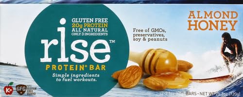 Rise Breakfast Whey Protein Bars Almond Honey, 18g Protein, 2.01 oz (12 Pack)