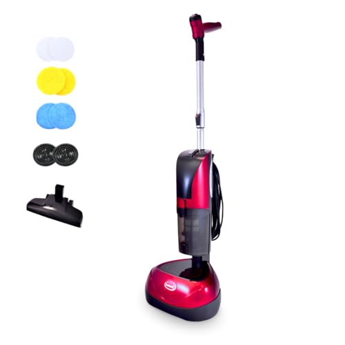 Ewbank EPV1100 4-in-1 Floor Cleaner, Scrubber, Polisher and Vacuum, Red Finish, 23-Foot Power CordElectric Mop for Floo