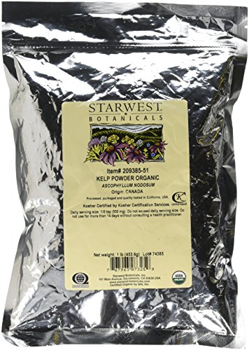 Starwest Botanicals Organic Kelp Powder - Nutrient Rich, Natural Source of Iodine, Potassium, Magnesium, Zinc, Iron, & Calcium, Certified Kosher, Non-GMO - 16 oz Bag