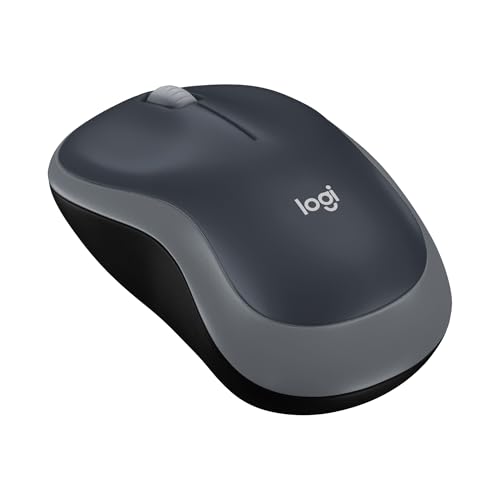 Logitech M185 Wireless Mouse, 2.4GHz with USB Mini Receiver, 12-Month Battery Life, 1000 DPI Optical Tracking, Ambidextrous PC/Mac/Laptop - Swift Grey