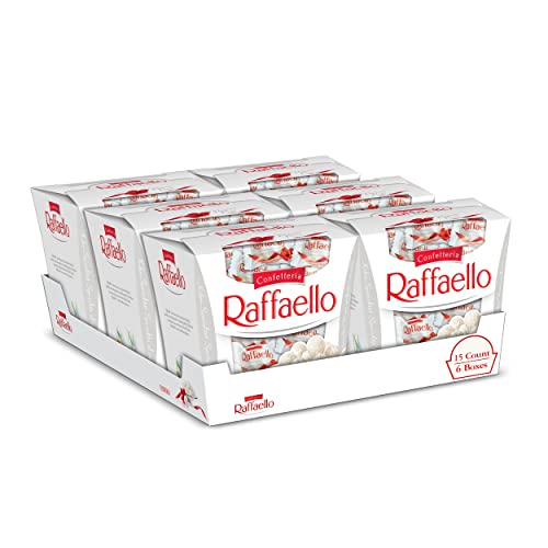 Raffaello, Bulk 6 Pack, 15 Count, Premium Gourmet White Almond, Cream and Coconut, 5.3 oz Each