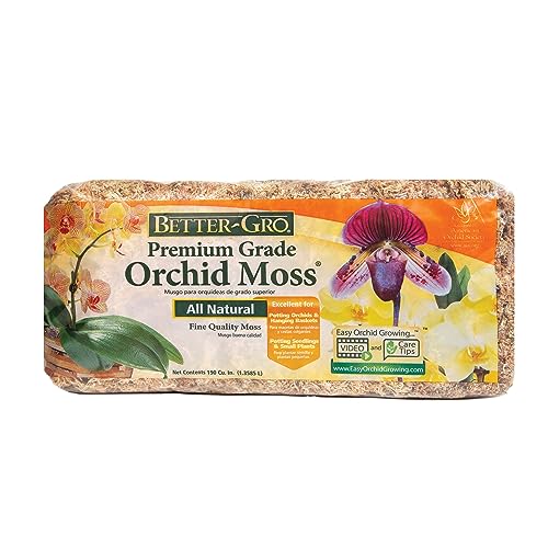 Better-Gro Premium Grade Orchid Moss - 100% Natural, Imported Sphagnum Moss for Orchids, Ferns, and Hostas, Excellent for Hanging Baskets and Propagating Plants - 190 Cubic Inches