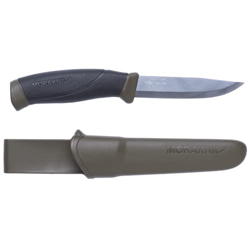Morakniv Companion Fixed Blade Outdoor Knife with Stainless Steel Blade, 4.1-Inch, Military Green