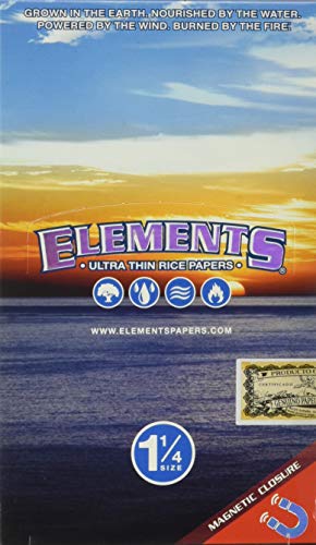 Elements 1.25 1 1/4 Size Ultra Thin Rice Rolling Paper Full Box Of 25