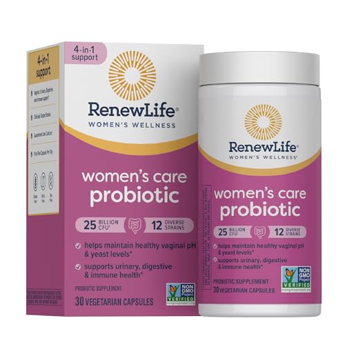 Renew Life Women's Probiotic Capsules, Supports pH Balance for Women, Vaginal, Urinary, Digestive and Immune Health, L. Rhamnosus GG, Dairy, Soy and Gluten-Free, 25 Billion CFU - 30 Ct