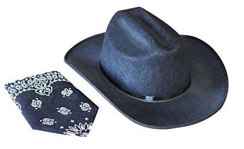 Aeromax Junior Cowboy Hat with Bandanna, Black