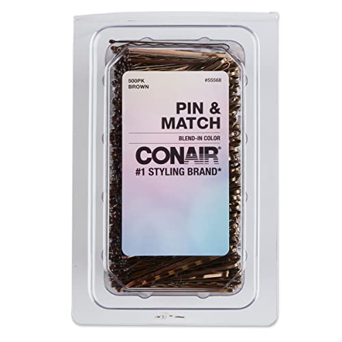 Conair Bobby Hair Pins Brown 500-Pack in Storage Tub