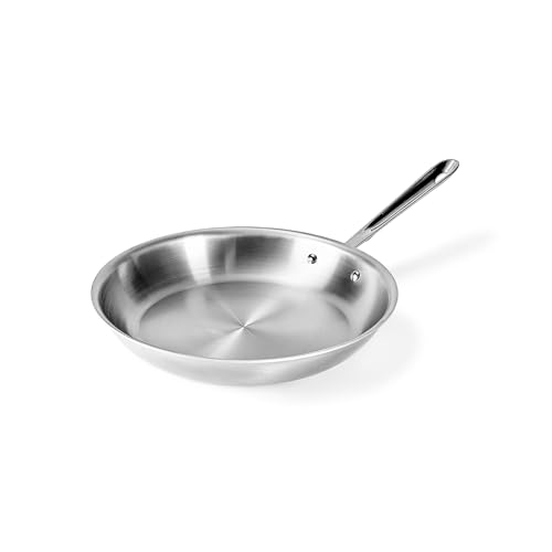 All-Clad D5 5-Ply Brushed Stainless Steel Fry Pan 12 Inch Induction Oven Broiler Safe 600F Pots and Pans, Cookware Silver
