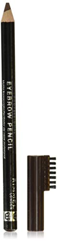 Rimmel London Brow This Way Professional Eyebrow Pencil, Long-Wearing, Highly-Pigmented, Built-In Brush, 001, Dark Brown, 0.05oz