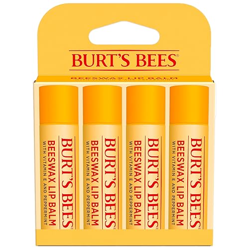 Burt's Bees Lip Balm - Original Beeswax, Lip Moisturizer With Responsibly Sourced Beeswax, Tint-Free, Natural Origin Conditioning Treatment, 4 Tubes, 0.15 oz.